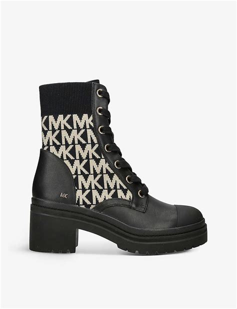 michael kors combat boots black|michael kors kara bootie.